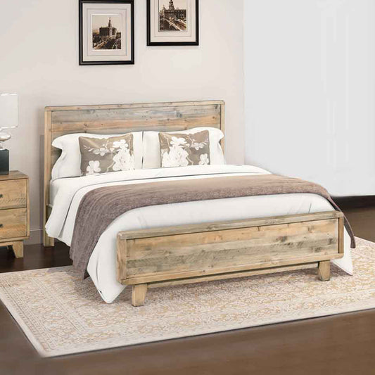 Woodland Solid Pine Wood Bed Frame In Rustic Texture Multiple Size Bed Frame