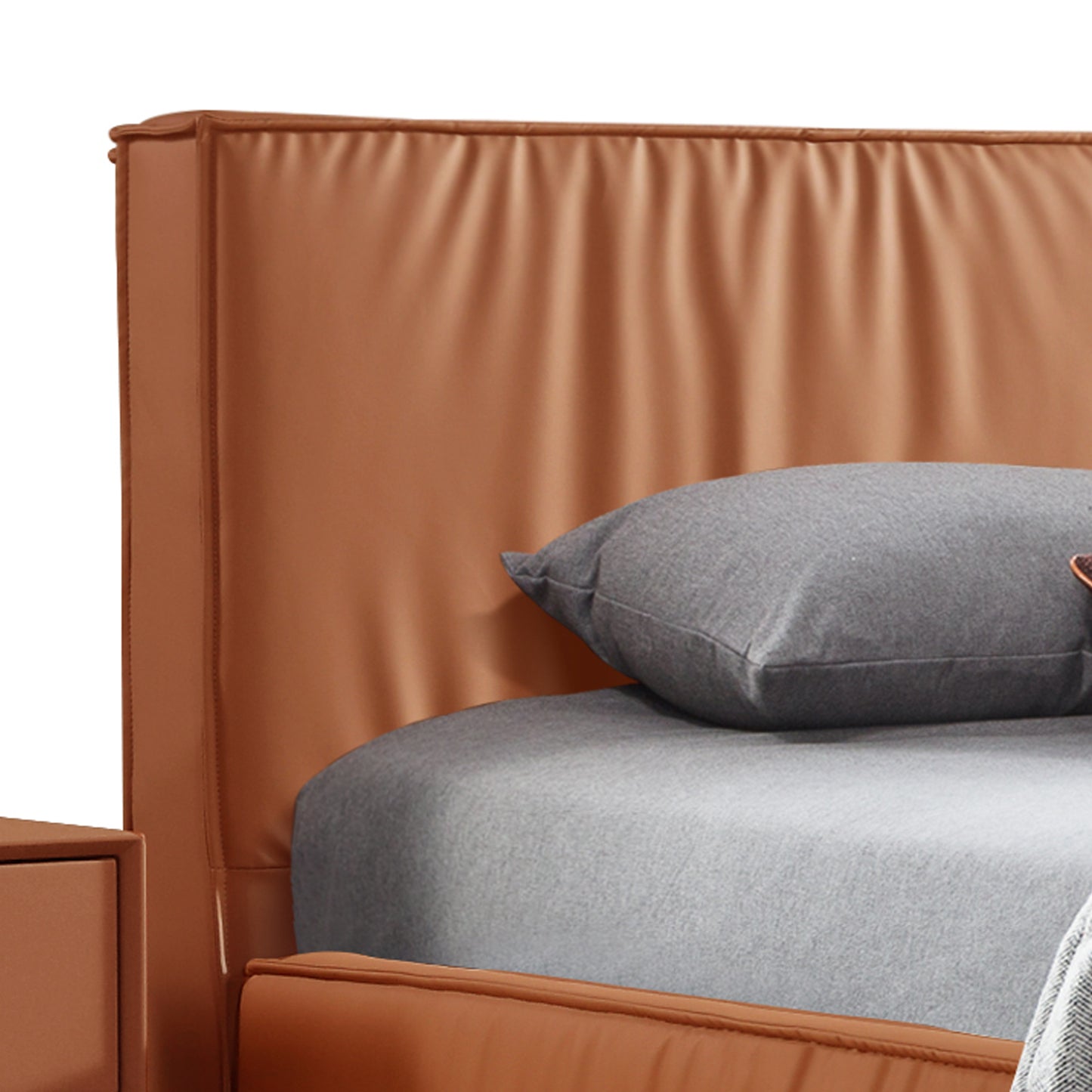 Louis Bedframe Premium Leatherette Upholstery Headboard KD Slat Wooden Legs