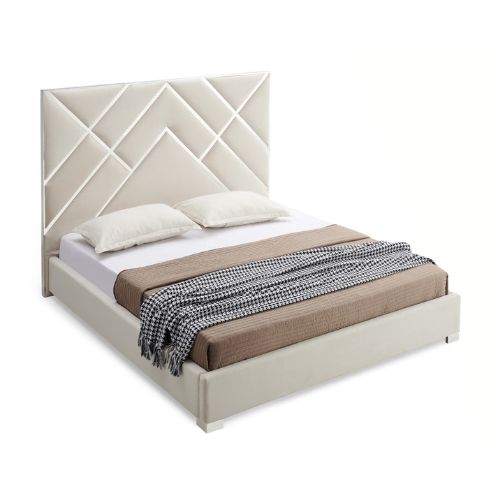Matrix Bed Frame Fabric Padded Upholstery High Quality Slats Polished