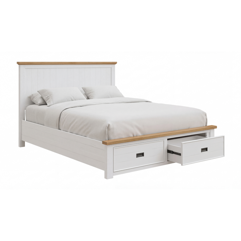 Marley Miami White Pine Wood Bed with Storage Drawers