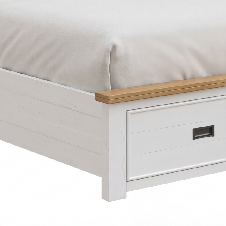 Marley Miami White Pine Wood Bed with Storage Drawers