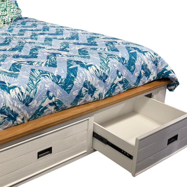 Marley Miami White Pine Wood Bed with Storage Drawers
