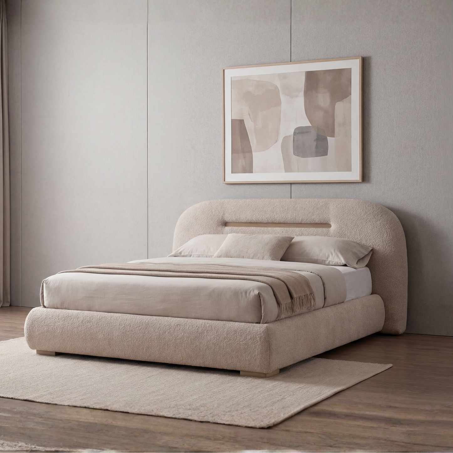 Poppy Fabric Upholstered Bed with Metal Frame