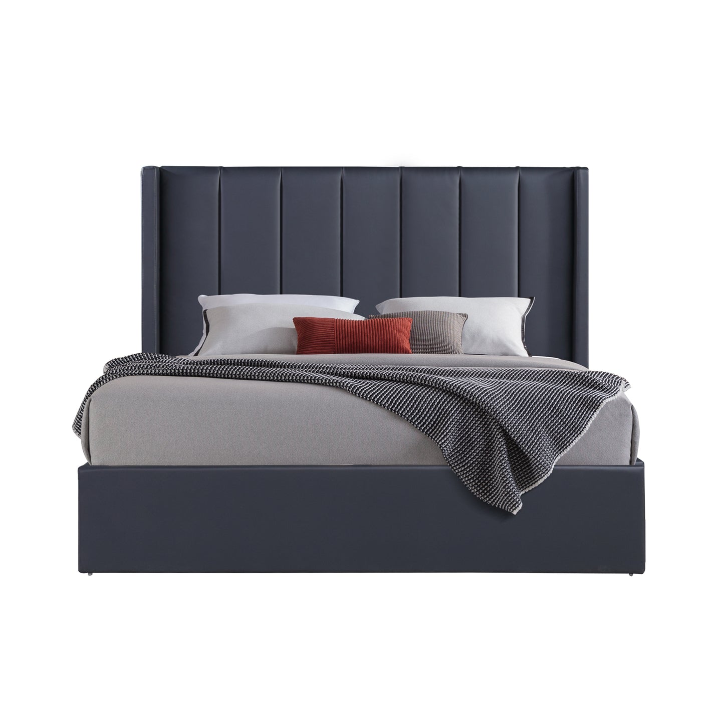 Prado Bedframe MDF Gas Lift Storage Space Knock-down Slats Middle Support Leg Non-woven Fabric