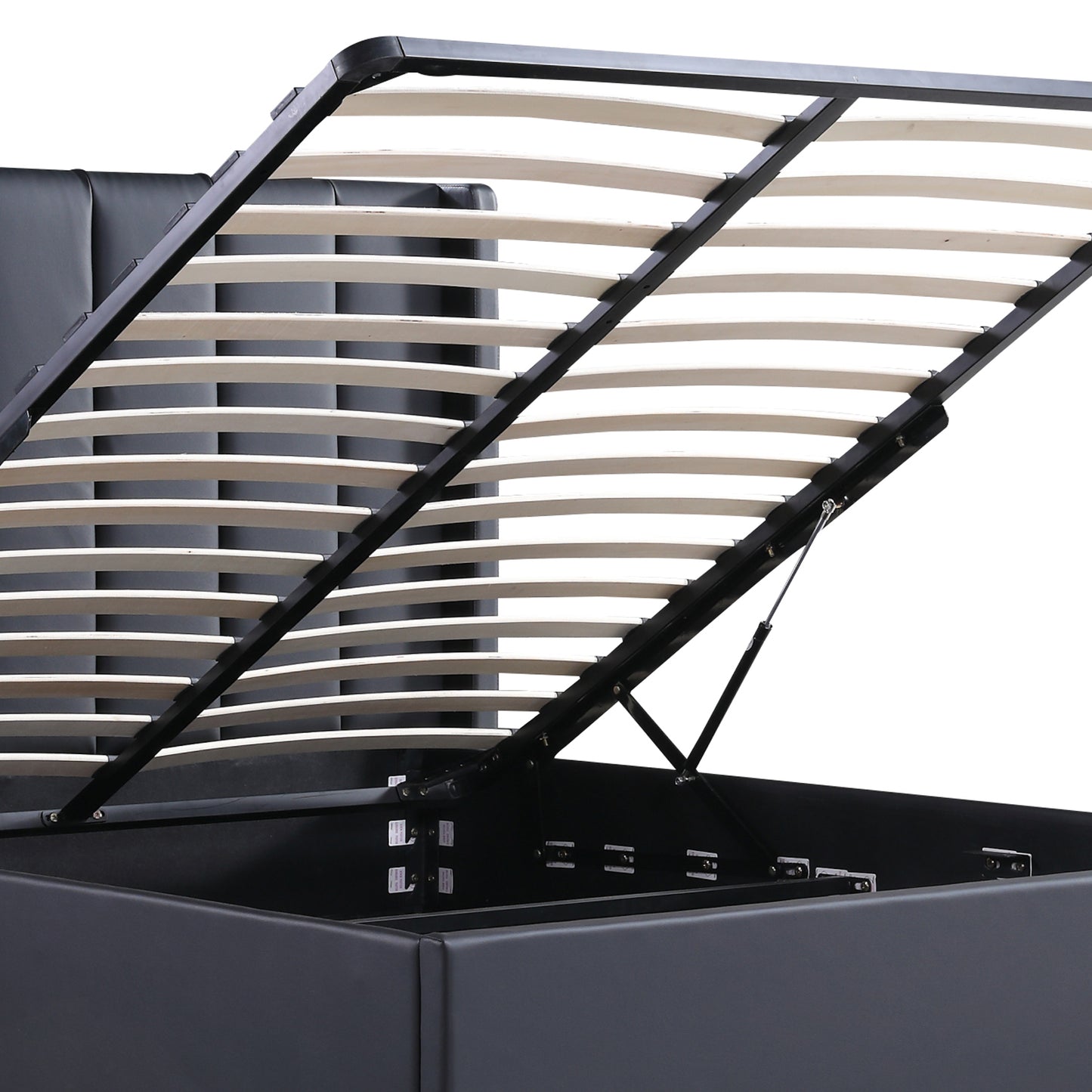 Prado Bedframe MDF Gas Lift Storage Space Knock-down Slats Middle Support Leg Non-woven Fabric