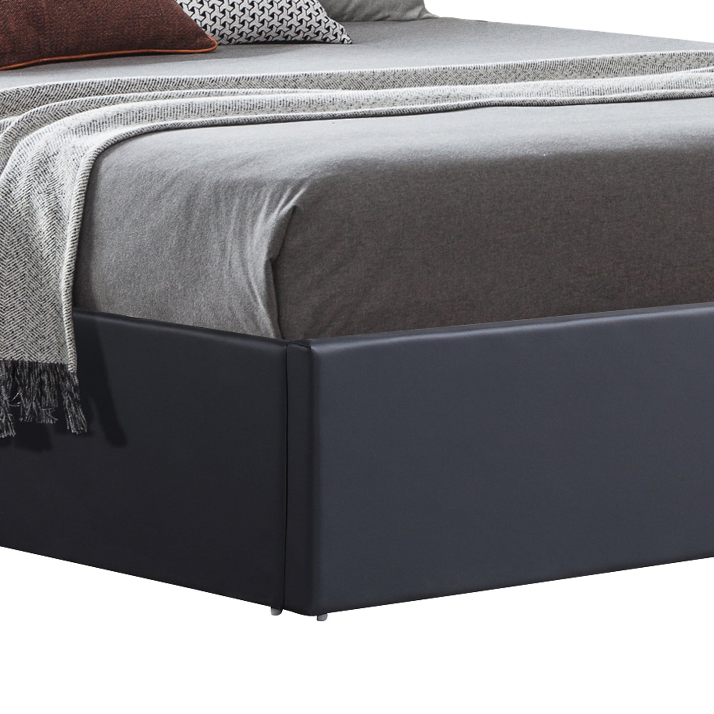 Prado Bedframe MDF Gas Lift Storage Space Knock-down Slats Middle Support Leg Non-woven Fabric