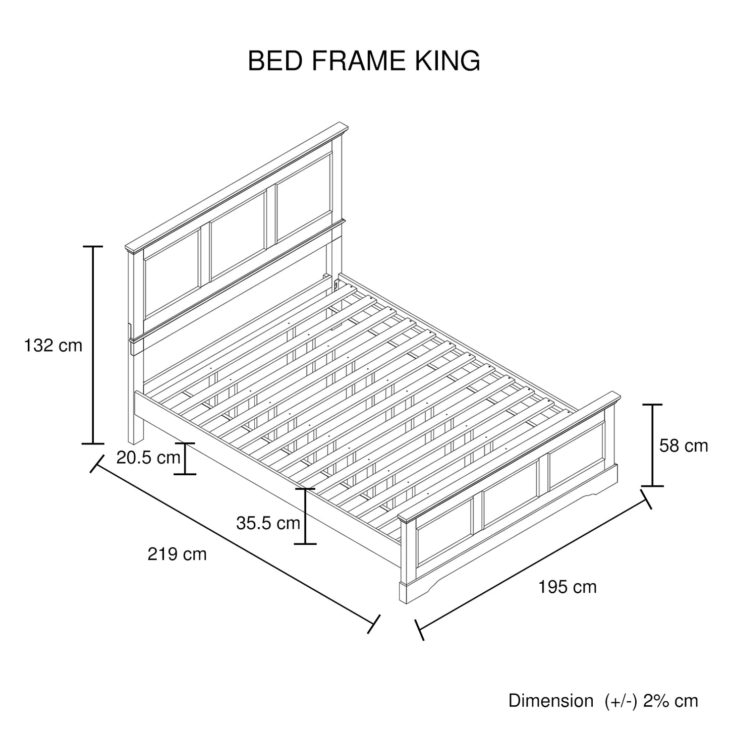 Spencer Gray Solid Wooden Bed frame Slats support With Multiple Size