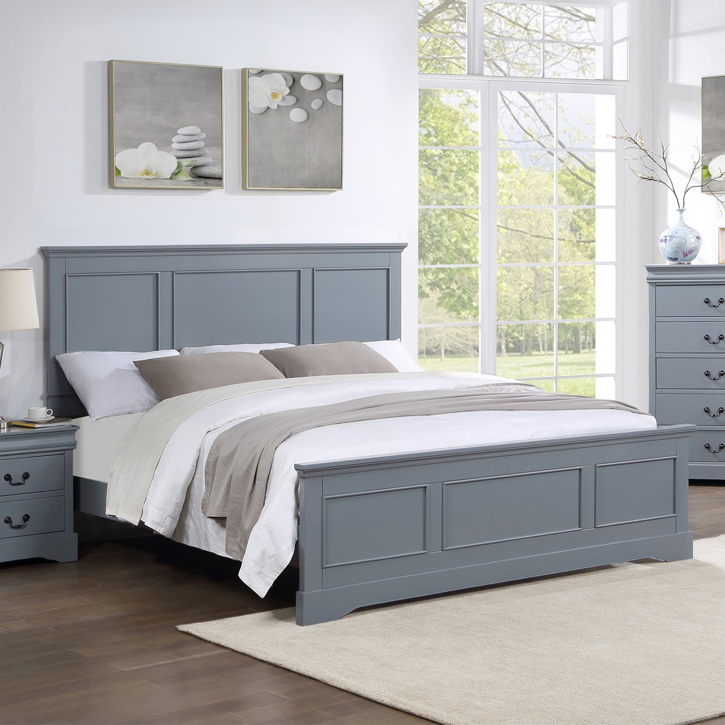 Spencer Gray Solid Wooden Bed frame Slats support With Multiple Size
