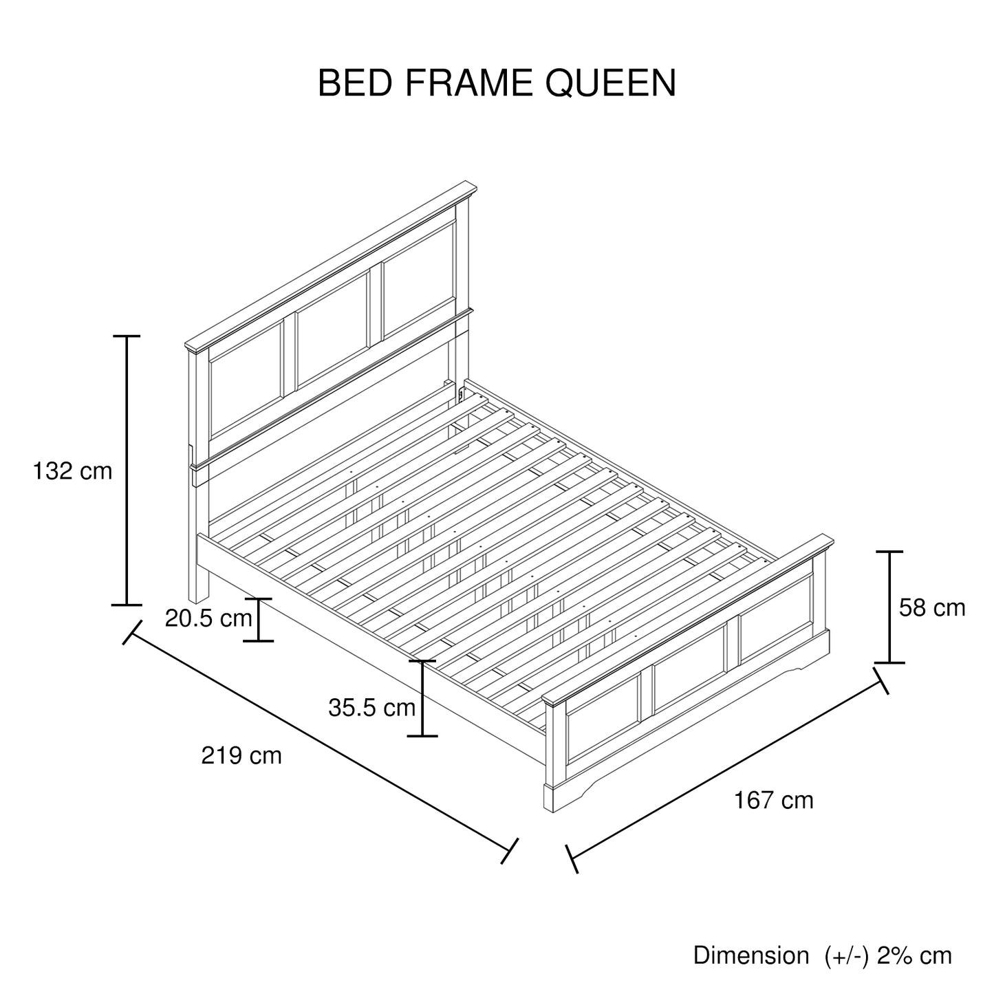 Spencer Gray Solid Wooden Bed frame Slats support With Multiple Size