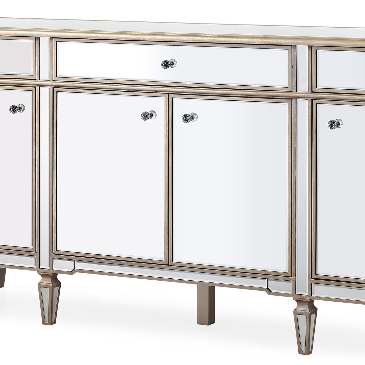 Antique Buffet MDF Construction Wooden Legs Gold Colour Storage Space