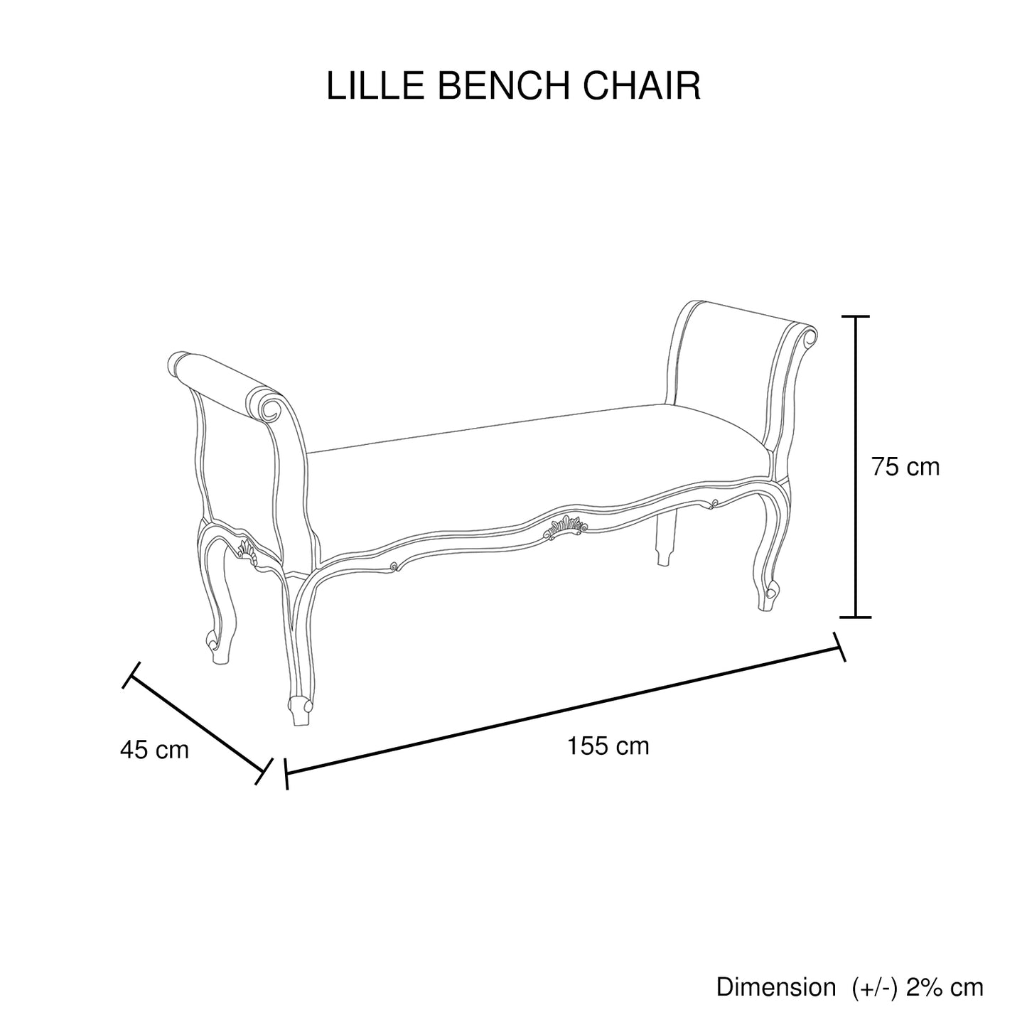 Lille Linen Fabric Beige Oak Wood White Washed Finish Bench Chair