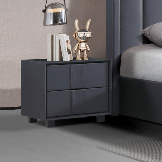 Prado Bedside Table MDF Construction Fabric Upholstery Two Storage Drawers Wooden Feet