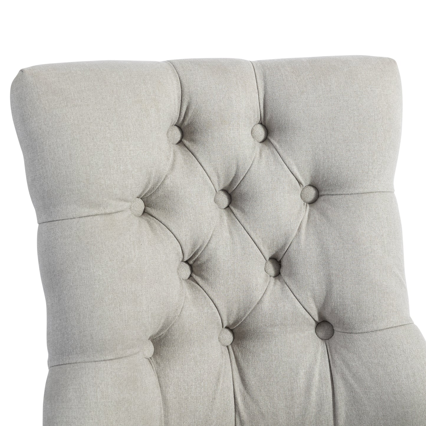 Coaster 2x Dining Chair Light Gray Linen Fabric Button Studding Wooden Frame Rubber Wood Legs