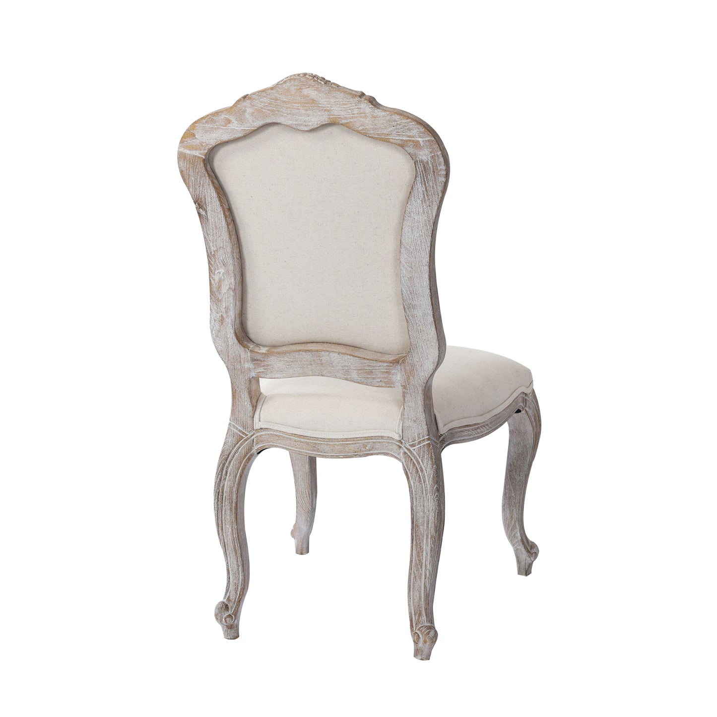 Lille Dining Chair Linen Fabric Beige Oak Wood White Washed Finish