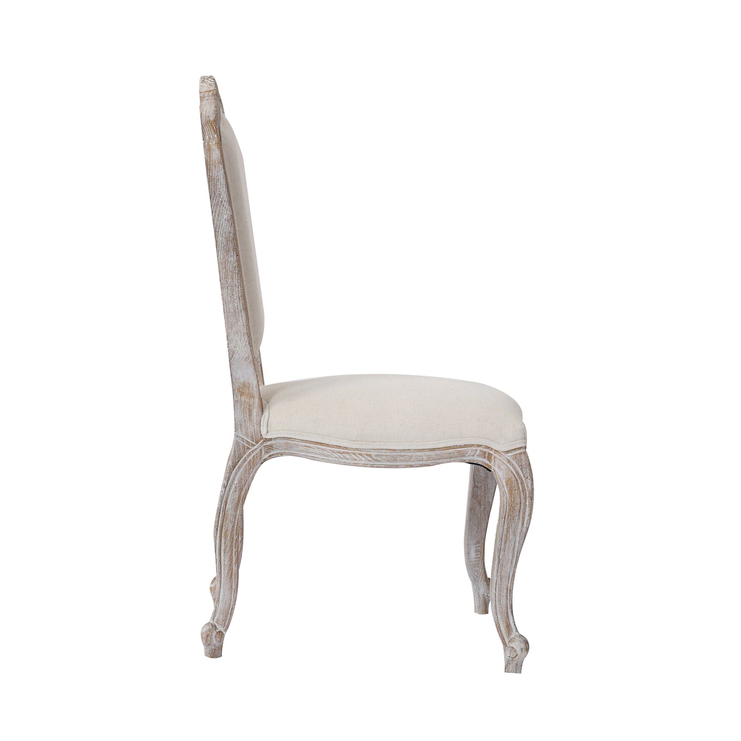 Lille Dining Chair Linen Fabric Beige Oak Wood White Washed Finish