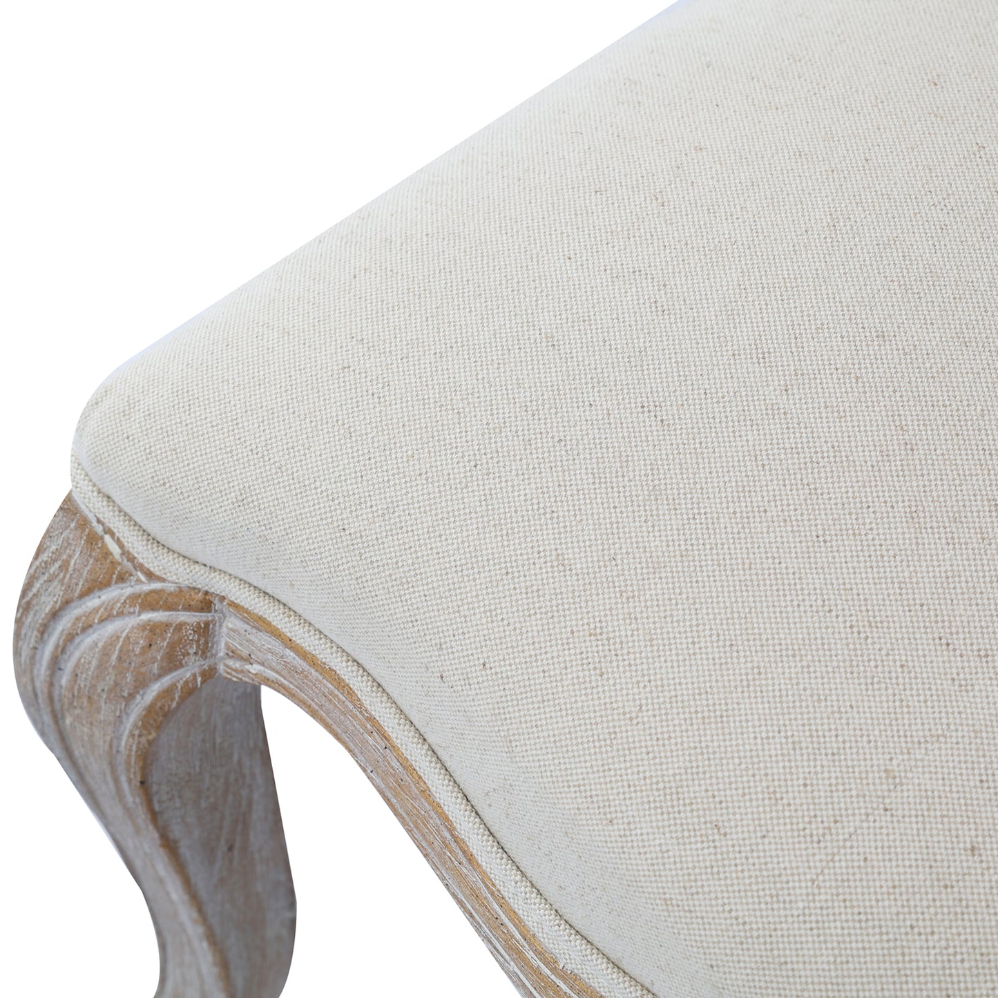 Lille Dining Chair Linen Fabric Beige Oak Wood White Washed Finish