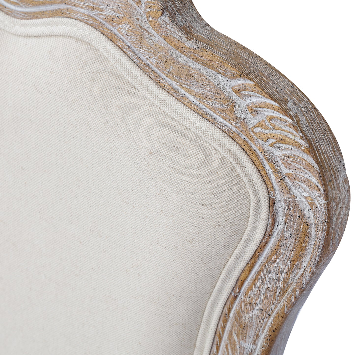 Lille Dining Chair Linen Fabric Beige Oak Wood White Washed Finish