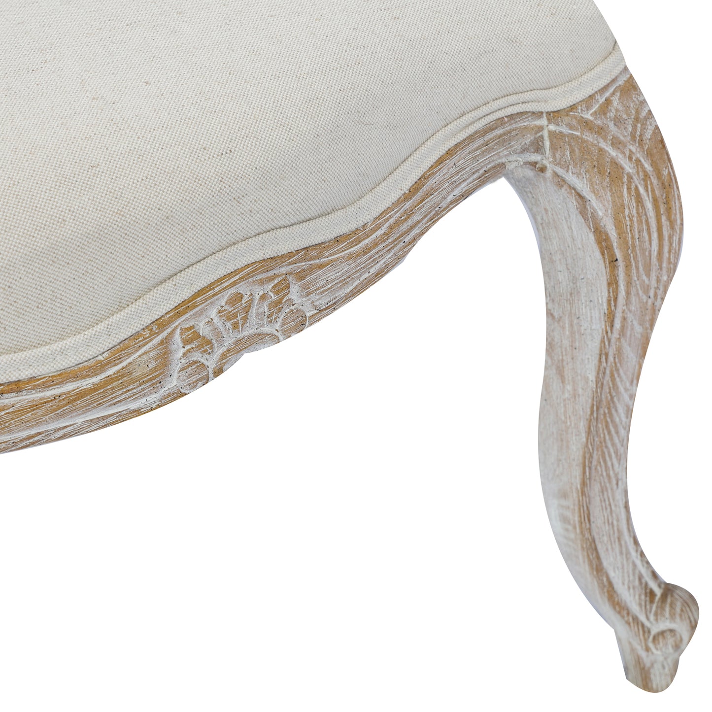 Lille Dining Chair Linen Fabric Beige Oak Wood White Washed Finish