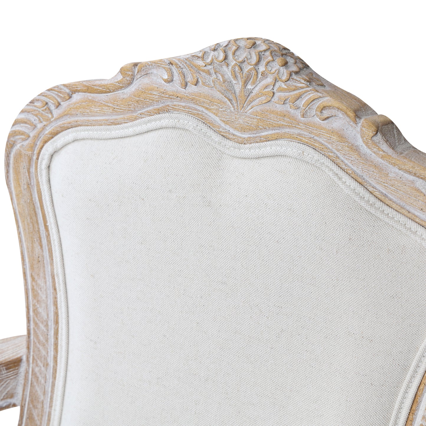 Lille Arm Chair Linen Fabric Beige Oak Wood White Washed Finish
