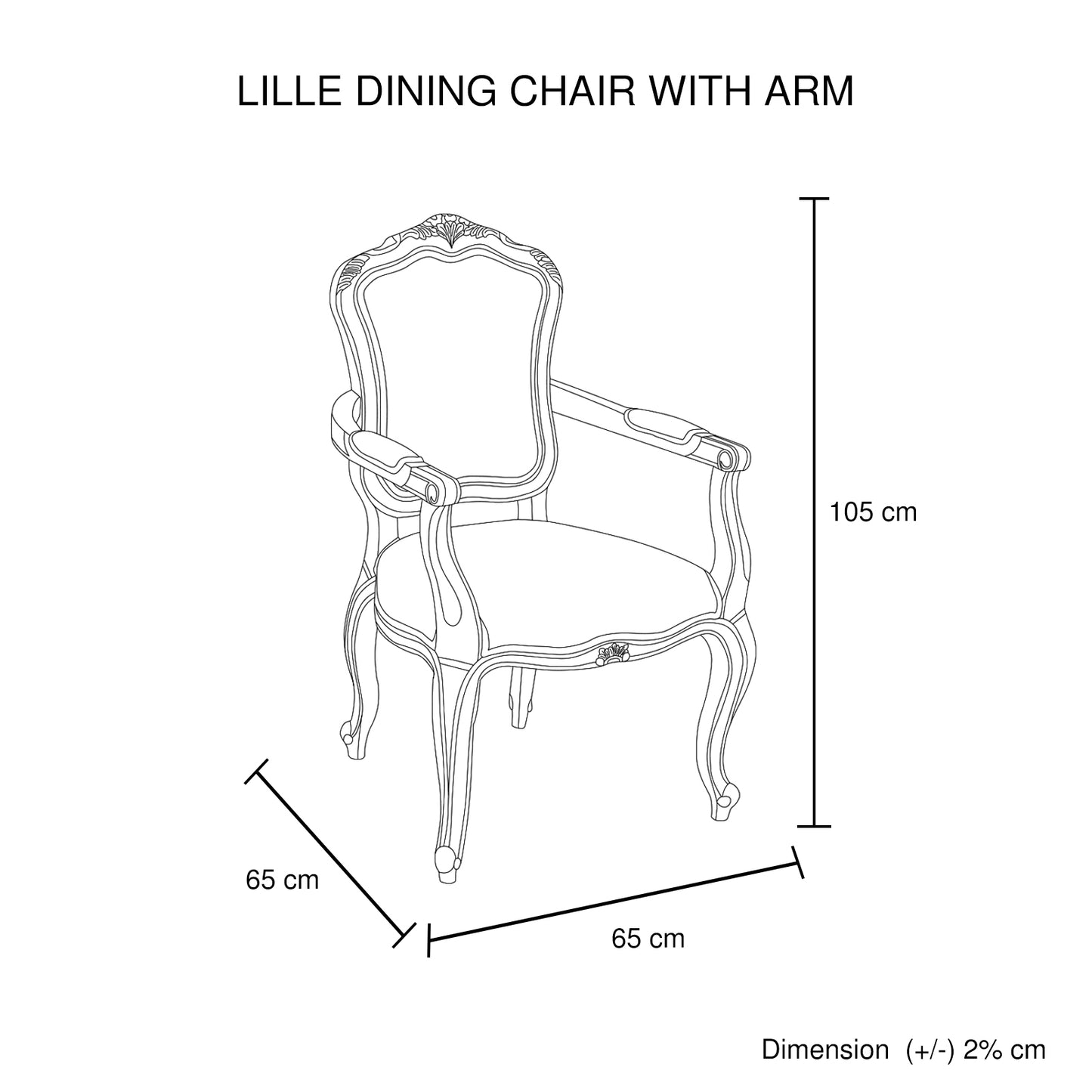 Lille Arm Chair Linen Fabric Beige Oak Wood White Washed Finish