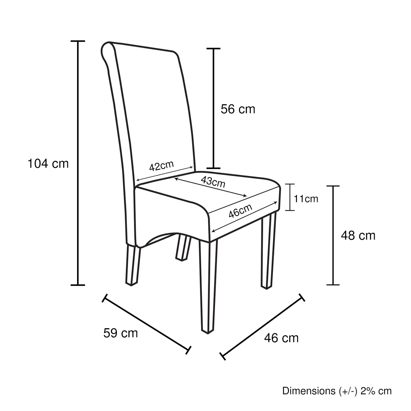 New 2x Swiss wooden Frame Leatherette Dining Chairs in Multiple Colour