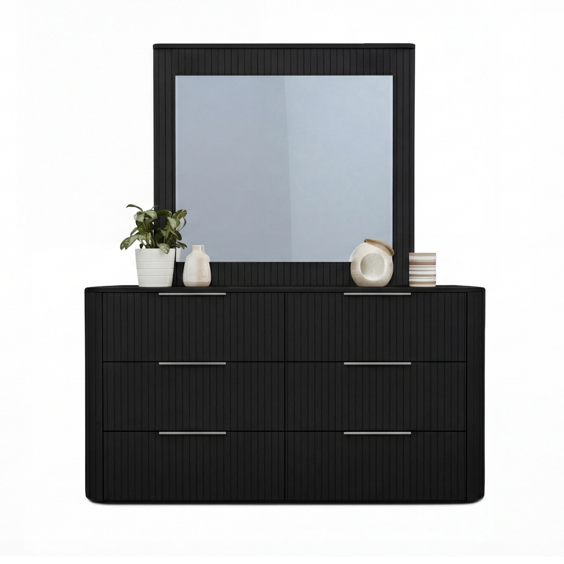 Arlo Solid Rubber Wood Dresser with Mirror