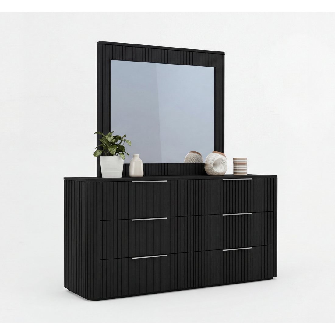 Arlo Solid Rubber Wood Dresser with Mirror