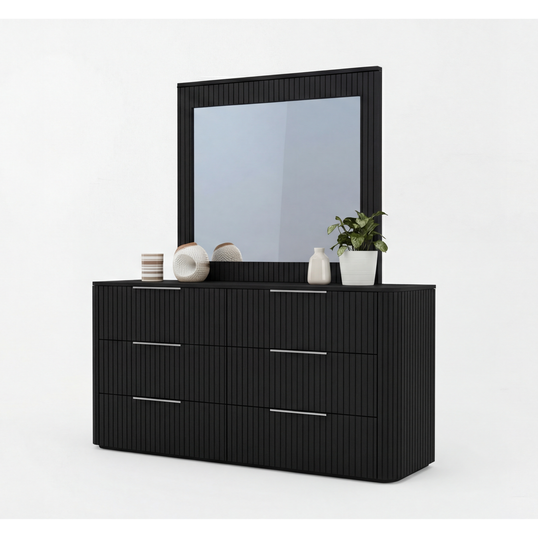Arlo Solid Rubber Wood Dresser with Mirror