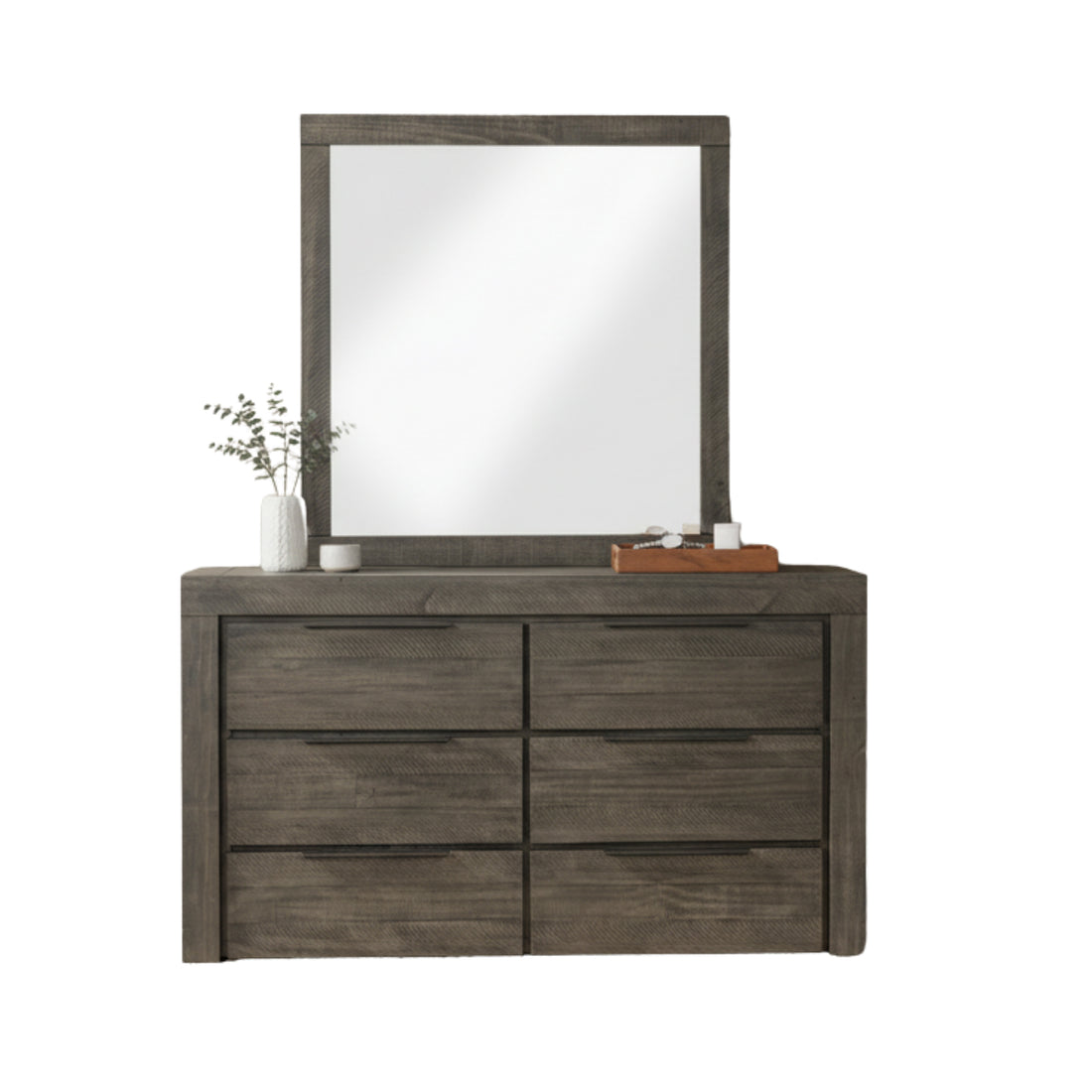 Cromwell Comtemporary Grey 6-Drawer Dresser with Slim Metal Handles