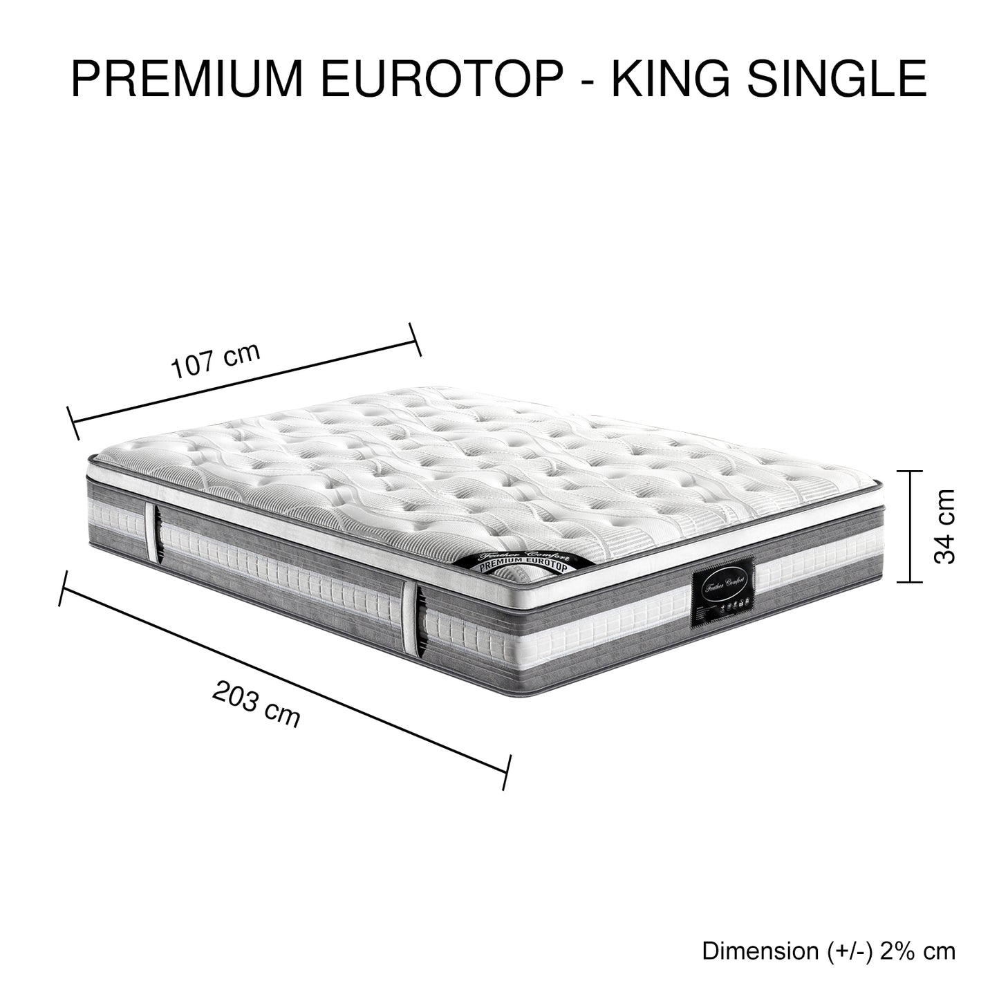 Premium Euro Top Pocket Spring Coil with Knitted Fabric Medium Firm Mattress