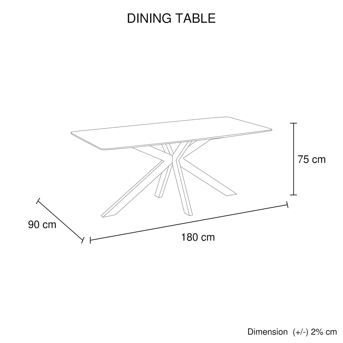 Kingsley Dining Table Rectangular Shape Powder Coated Iron Legs