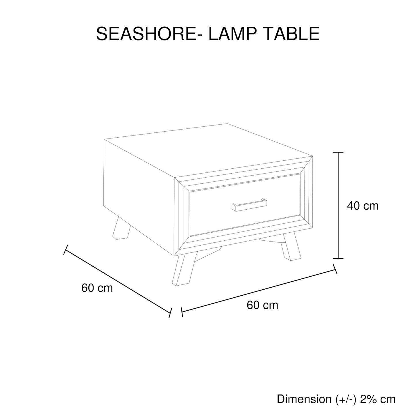 Seashore Square Shape Lamp Table in Solid Acacia Timber Silver Brush Colour