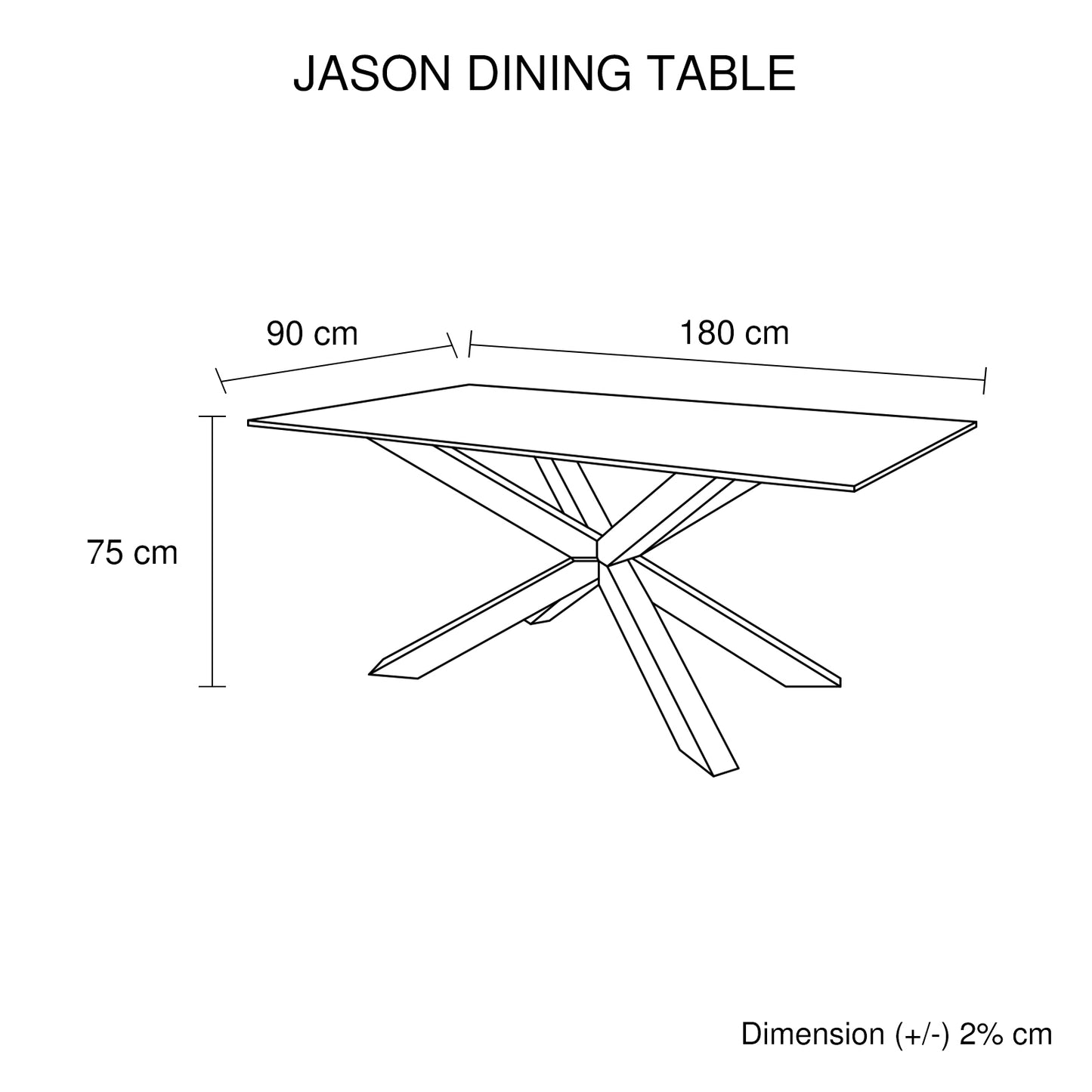 Jason Crisscross Shaped High Gloss Stainless Steel Finish Dining Table with Tempered Glass Top