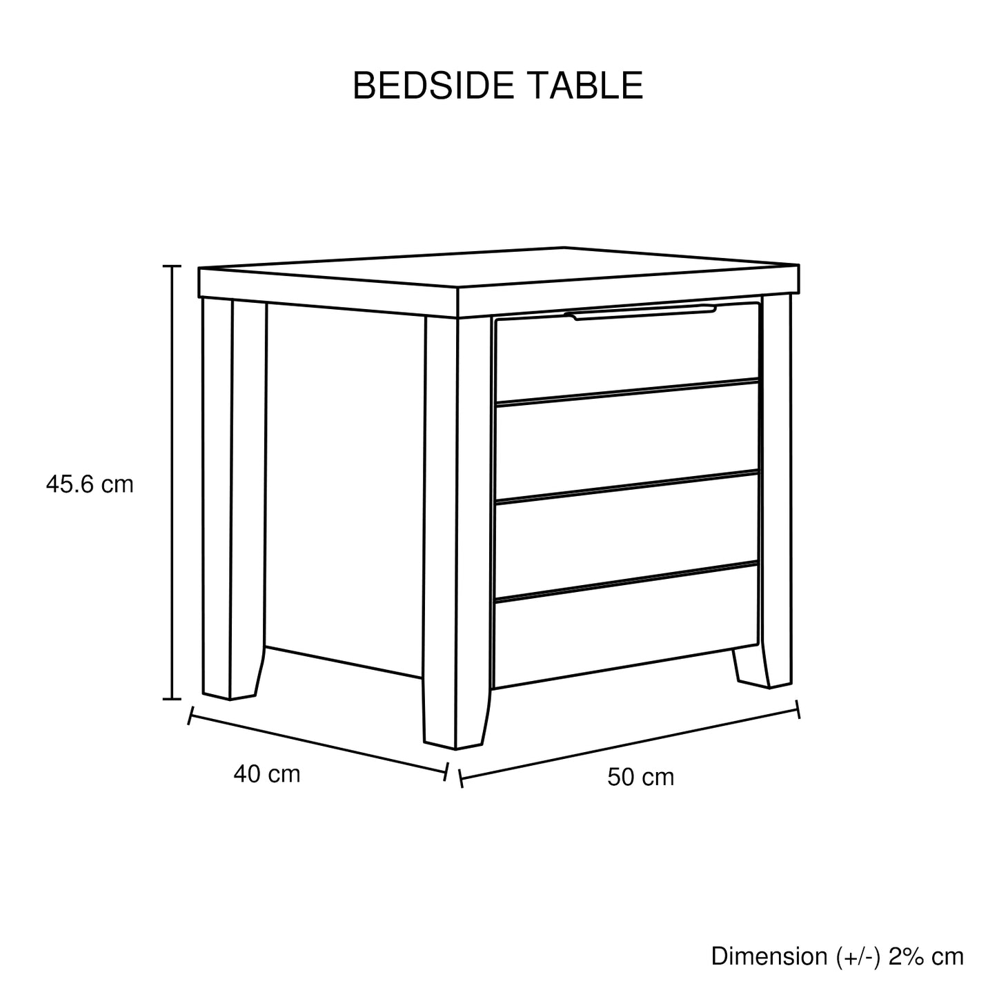 Cielo Natural Wood Like MDF Bedside Table in Multiple Colour