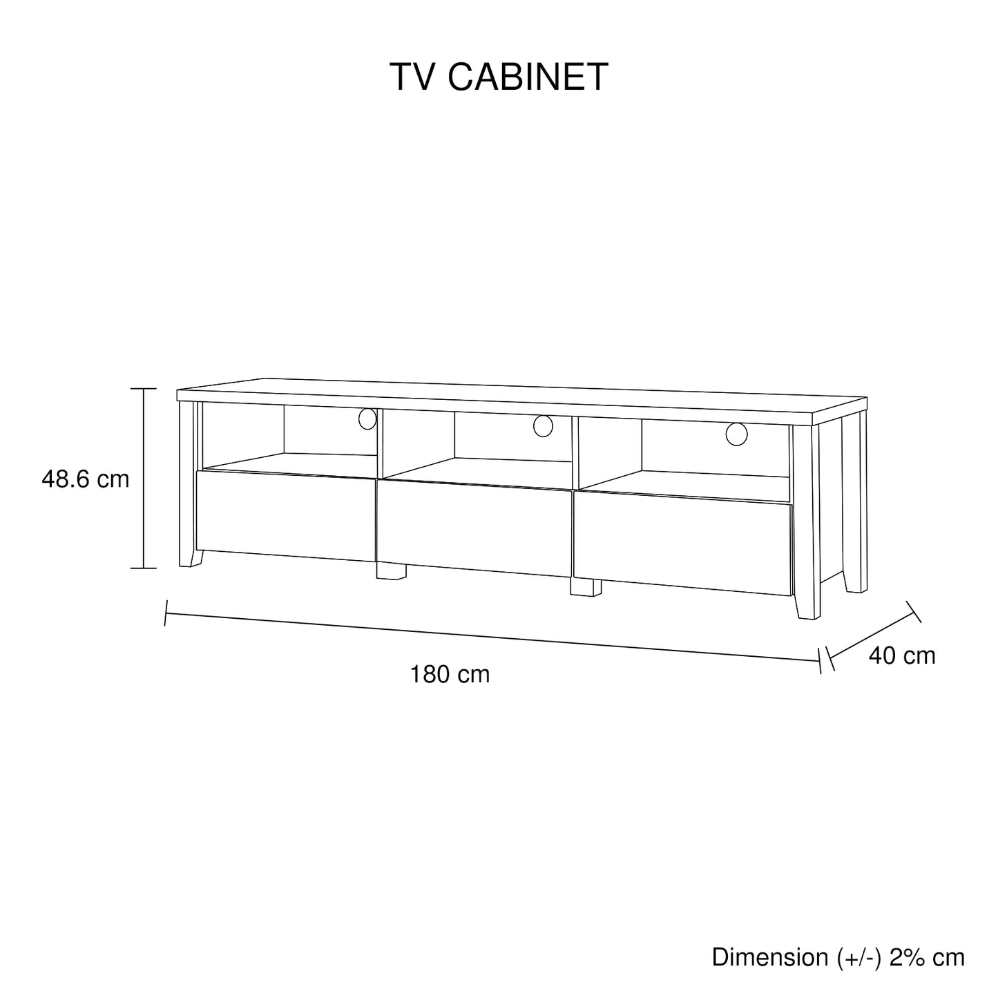 Cielo 3 Drawers MDF Natural Wood TV Cabinet with Wooden leg