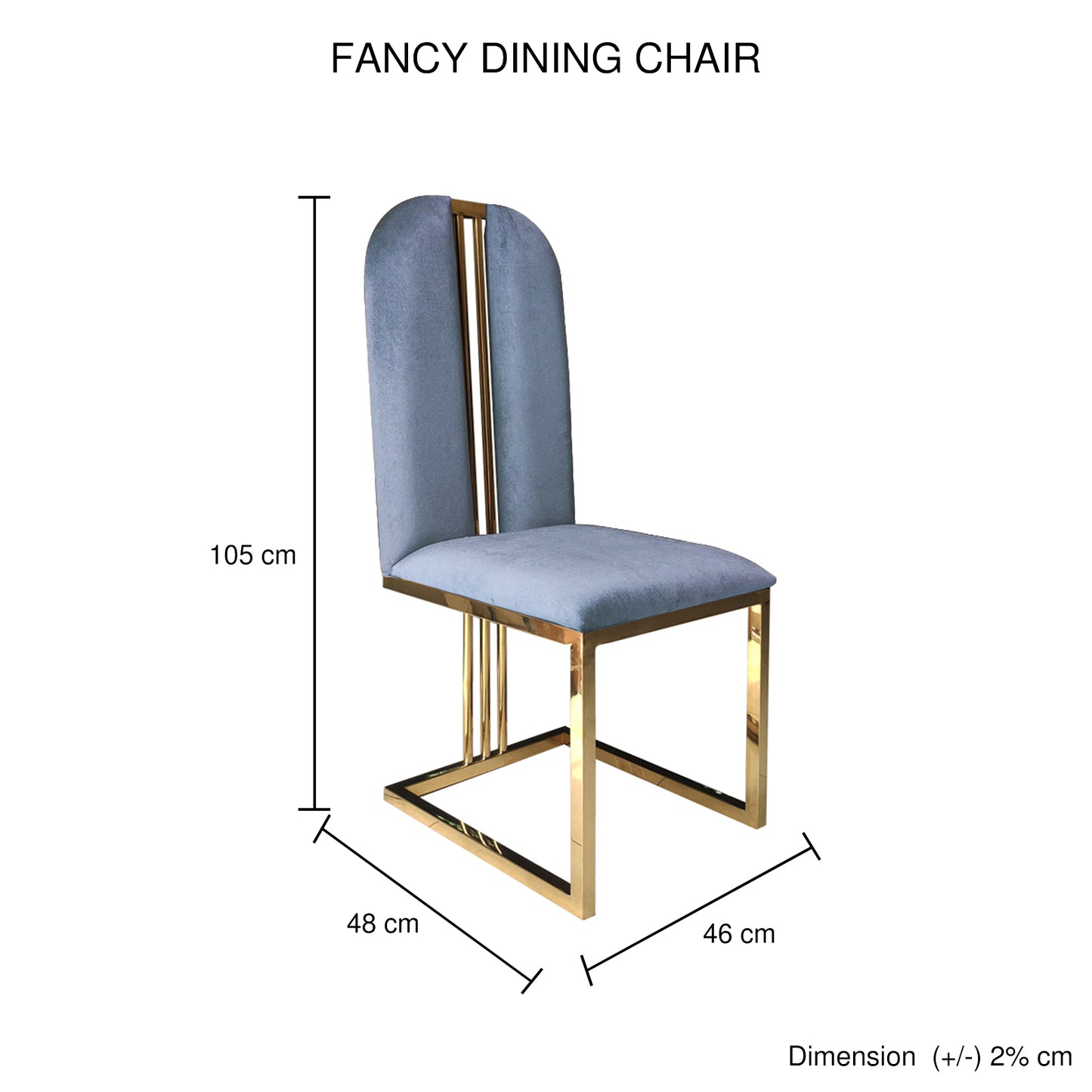 Fancy 2X Dining Chair Stainless Gold Frame & Seat In Multiple Colour Fabric