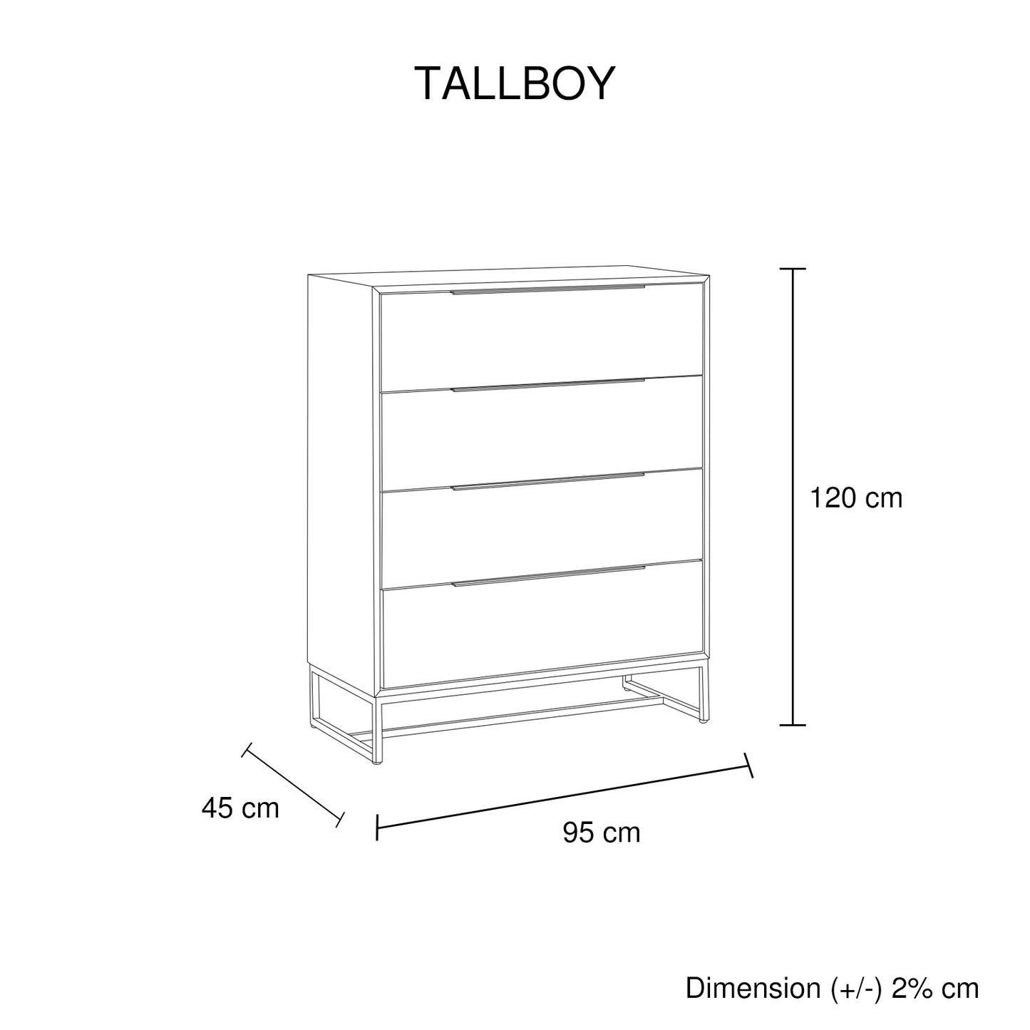 Hannah 4 Drawers Tallboy in Light Oak Colour in Solid Timber Veneered MDF
