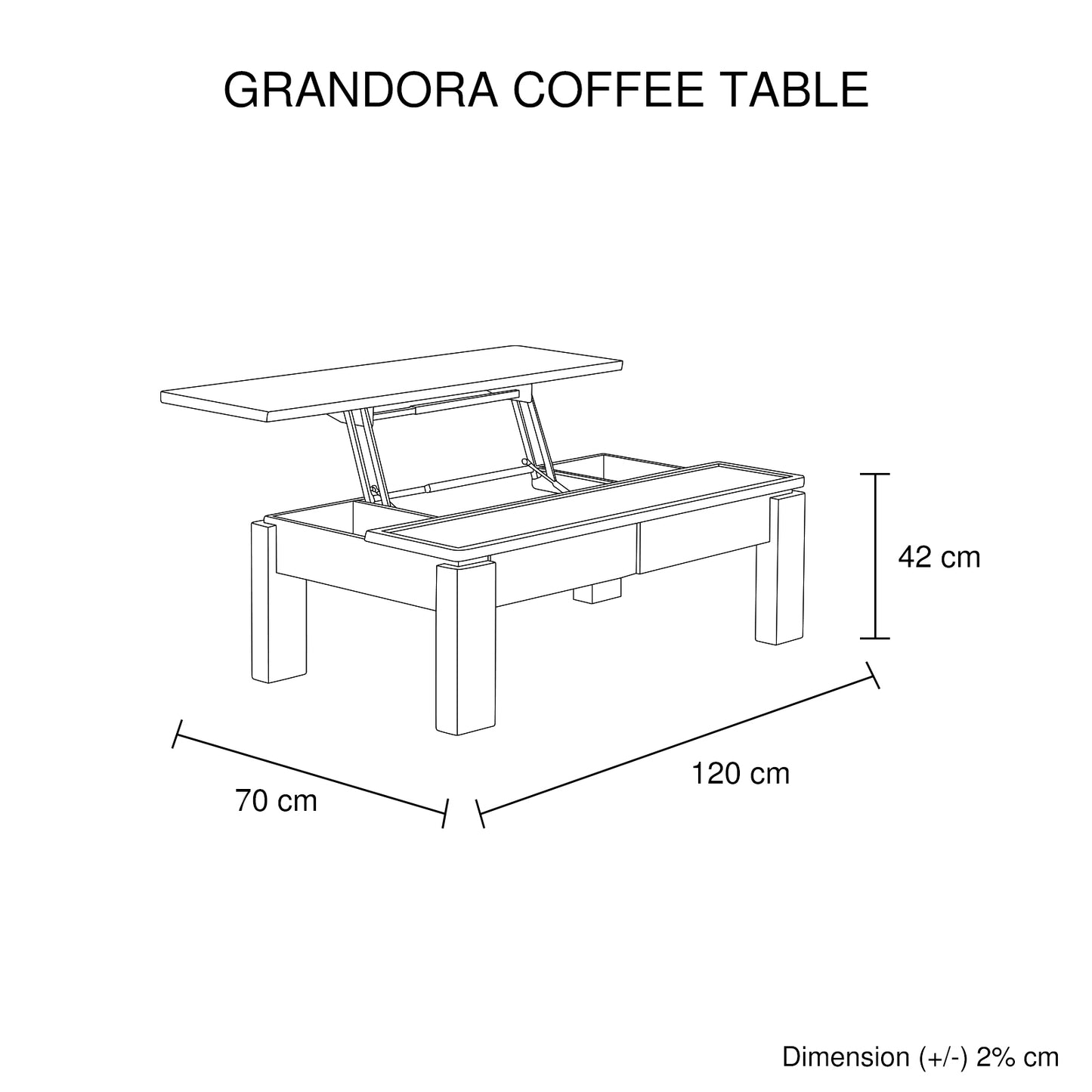 Grandora Gorgeous High Gloss Finish Lift Up Top Multiple Colour Coffee Table
