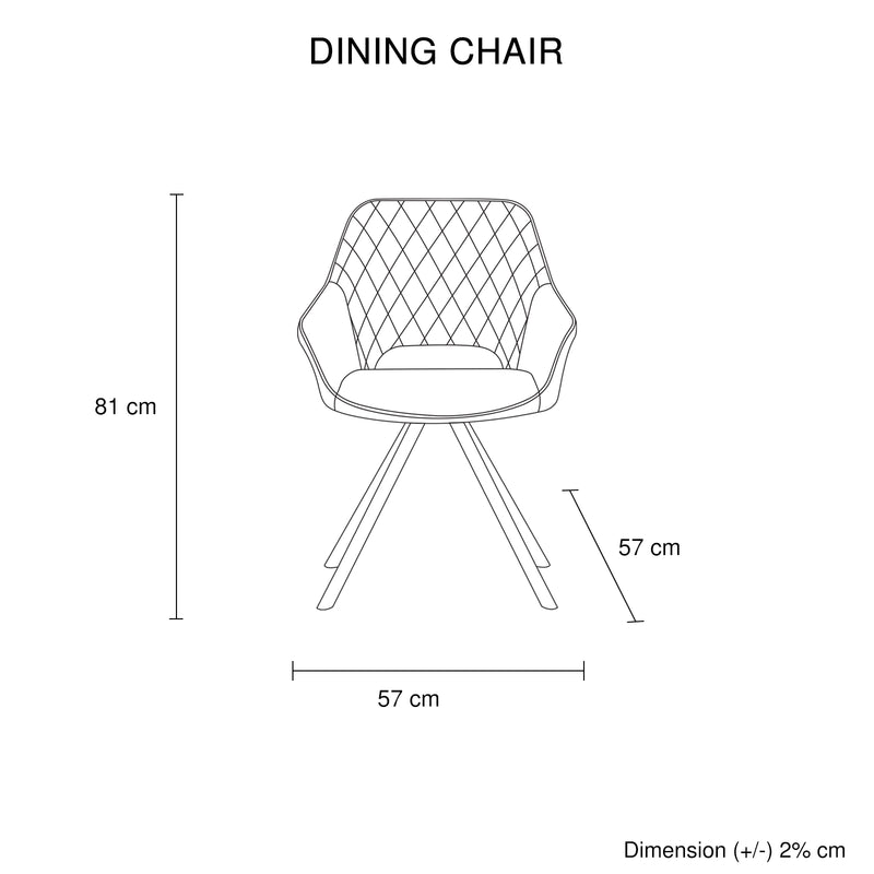 Lena Set of 2 PU Leather Swivel Dining Chairs – Padded Upholstery & Powder-Coated Metal Legs