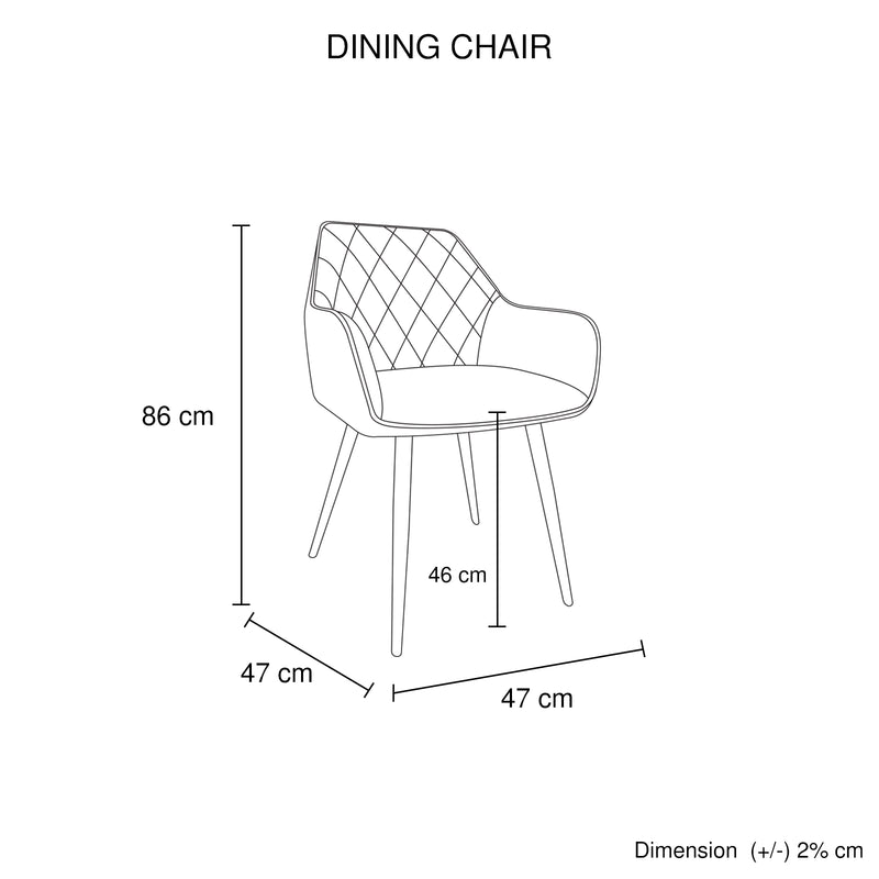 Cove Dining Chairs Set of 2 Grey Fabric Upholstered Grid Design