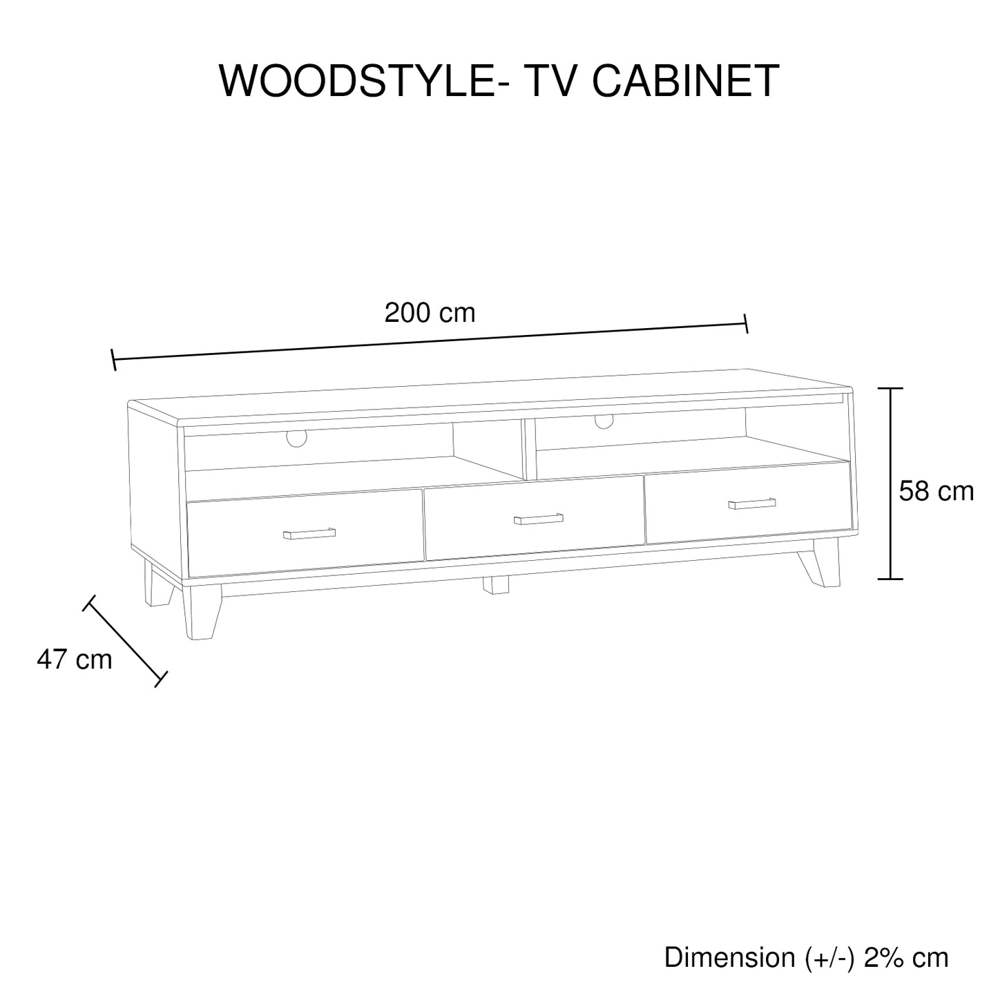 Woodstyle Solid Timber Light Brown 3 Drawers TV Cabinet in Rustic Texture