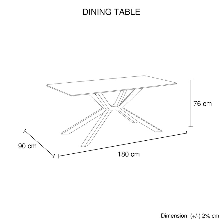 Rex Dining Table Rectangular Shape Sintered Stone Top Powder Coated Iron Legs