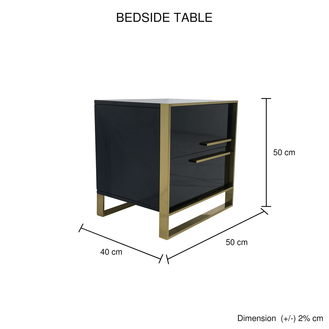Dynasty Bedside Table with Stainless Steel Base