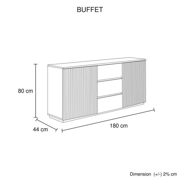 Brianna High Gloss White Buffet with Storage Drawers