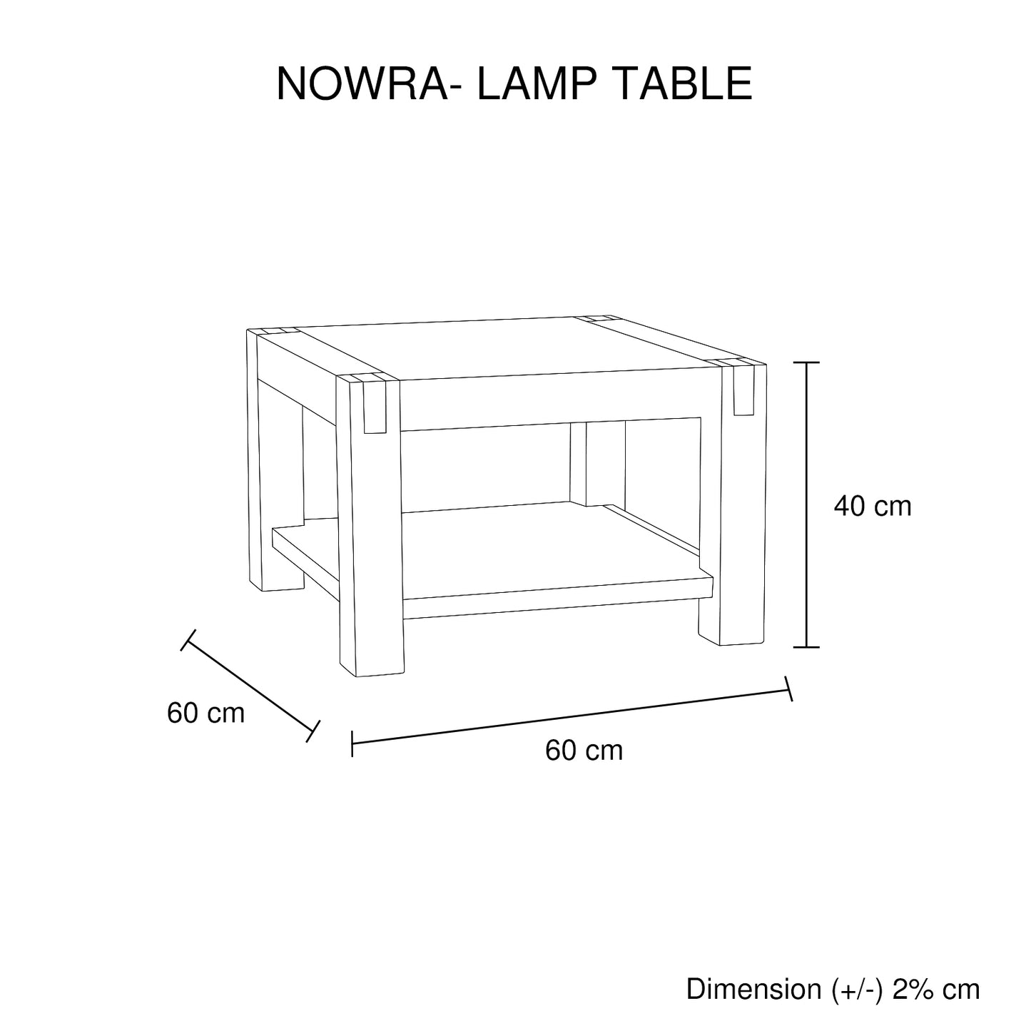 Nowra Solid Acacia Timber Oak Colour Square Shape Lamp Table