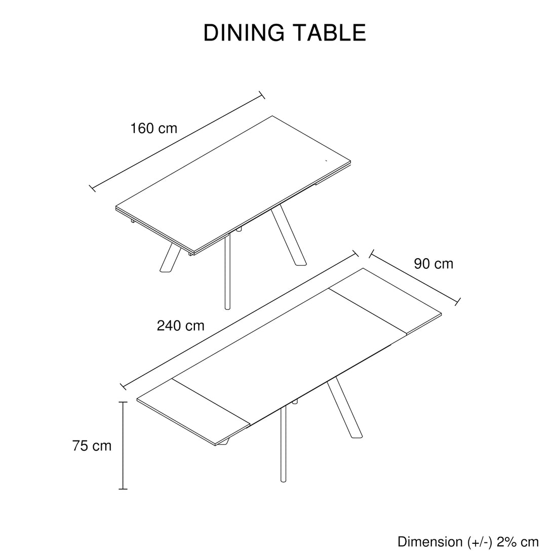 Lena Sintered Stone Top Sturdy Feet Powder Coating Dining Table