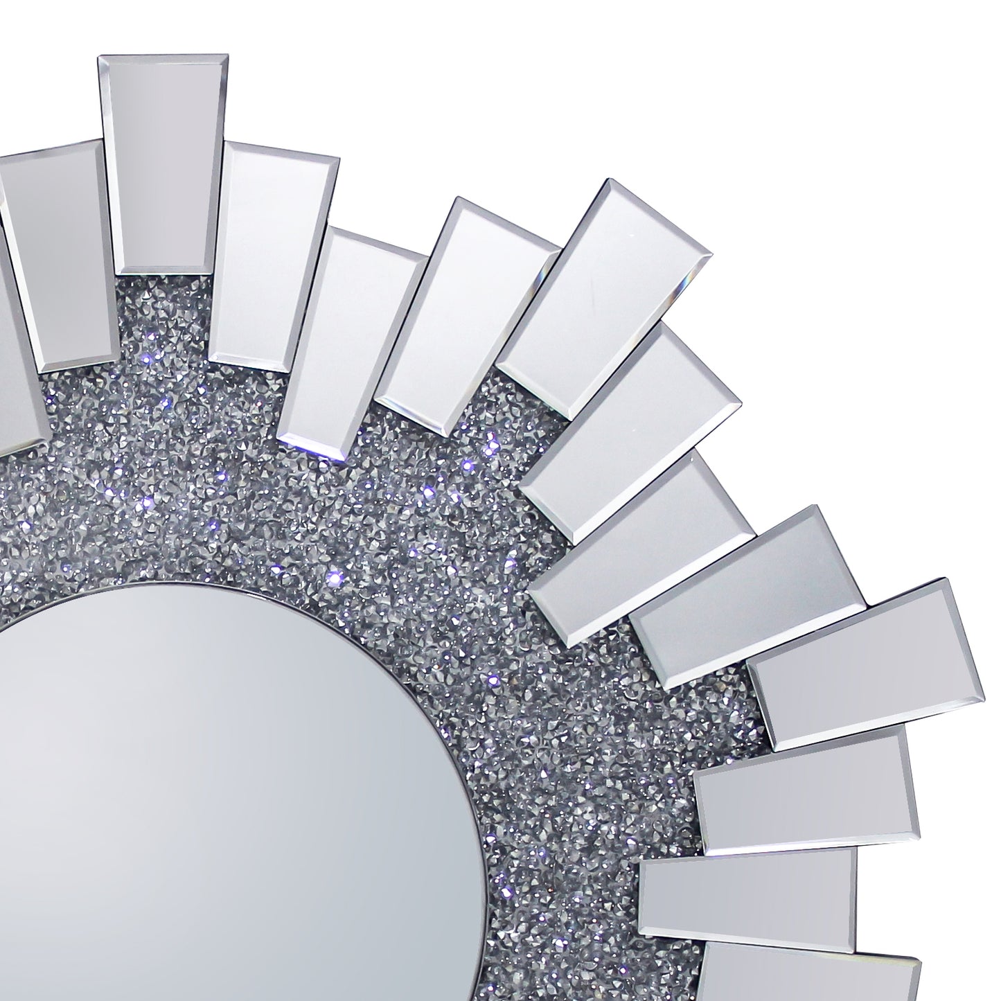 Sparkling Wall Mirror with Premium Quality MDF and Glass in Smokey Grey and Silver