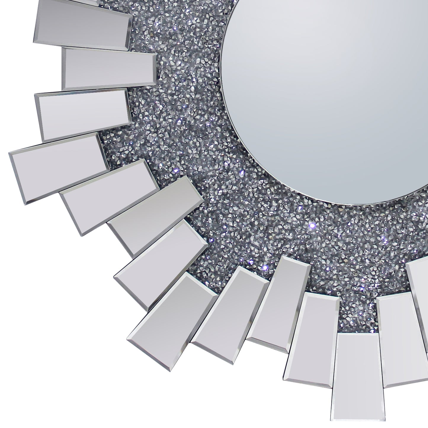 Sparkling Wall Mirror with Premium Quality MDF and Glass in Smokey Grey and Silver