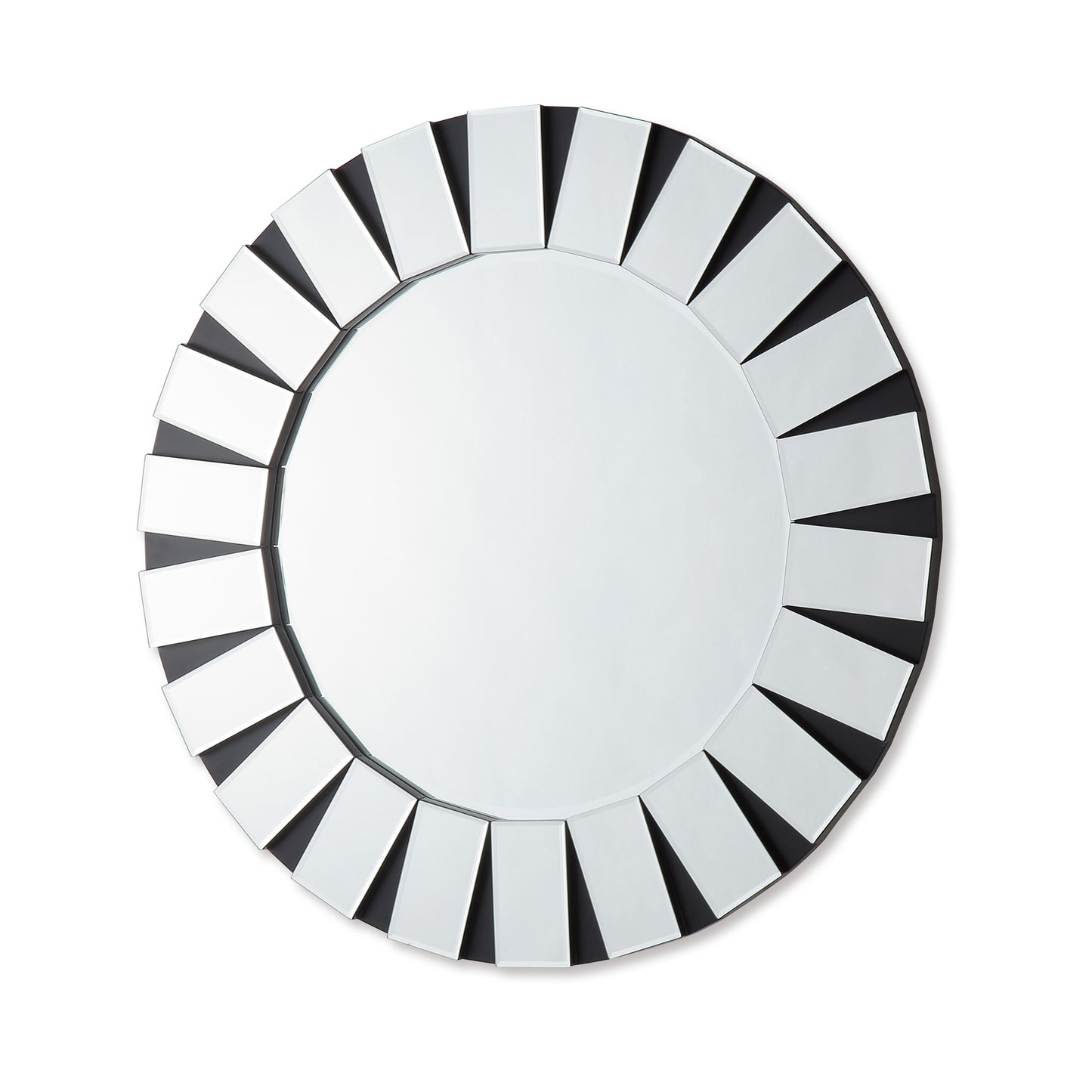 Angel Wall Mirror Clear Image MDF Construction Round Shape Combination of Black & Silver Colour