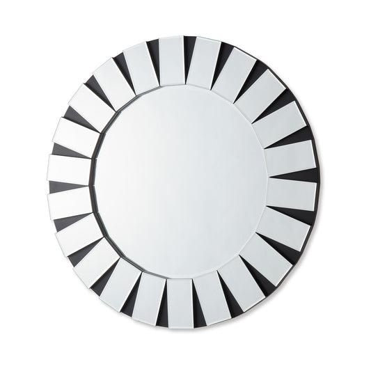 Angel Wall Mirror Clear Image MDF Construction Round Shape Combination of Black & Silver Colour